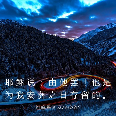 Picture 03 - 约 翰 福 音 12:7 CUVS - 耶 稣 说 ： 由 他 罢 ！ 他 是 为 我 - Bible Verse Picture