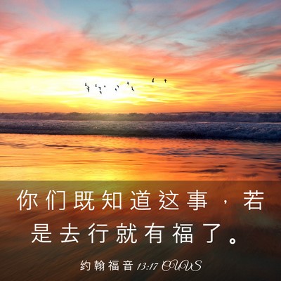 Picture 03 - 约 翰 福 音 13:17 CUVS - 你 们 既 知 道 这 事 ， 若 是 去 行 - Bible Verse Picture