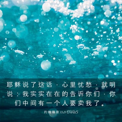 Picture 03 - 约 翰 福 音 13:21 CUVS - 耶 稣 说 了 这 话 ， 心 里 忧 愁 ， - Bible Verse Picture