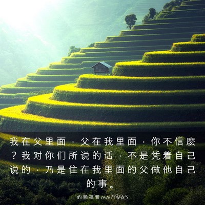 Picture 03 - 约 翰 福 音 14:10 CUVS - 我 在 父 里 面 ， 父 在 我 里 面 ， - Bible Verse Picture