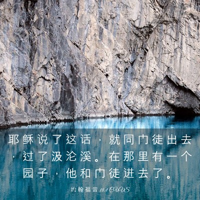 Picture 03 - 约 翰 福 音 18:1 CUVS - 耶 稣 说 了 这 话 ， 就 同 门 徒 出 - Bible Verse Picture