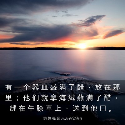Picture 03 - 约 翰 福 音 19:29 CUVS - 有 一 个 器 皿 盛 满 了 醋 ， 放 在 - Bible Verse Picture