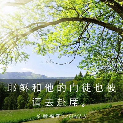 Picture 03 - 约 翰 福 音 2:2 CUVS - 耶 稣 和 他 的 门 徒 也 被 请 去 赴 - Bible Verse Picture