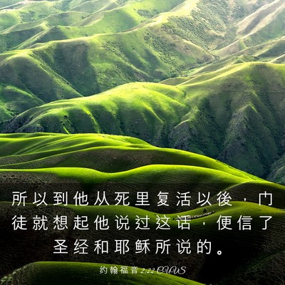 Picture 03 - 约 翰 福 音 2:22 CUVS - 所 以 到 他 从 死 里 复 活 以 後 ， - Bible Verse Picture