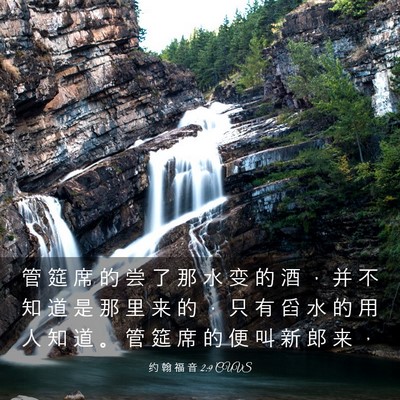 Picture 03 - 约 翰 福 音 2:9 CUVS - 管 筵 席 的 尝 了 那 水 变 的 酒 ， - Bible Verse Picture