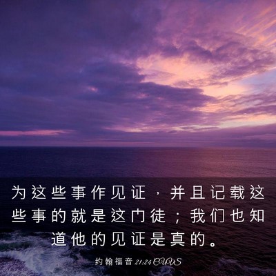 Picture 03 - 约 翰 福 音 21:24 CUVS - 为 这 些 事 作 见 证 ， 并 且 记 载 - Bible Verse Picture