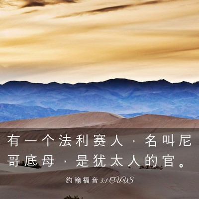 Picture 03 - 约 翰 福 音 3:1 CUVS - 有 一 个 法 利 赛 人 ， 名 叫 尼 哥 - Bible Verse Picture