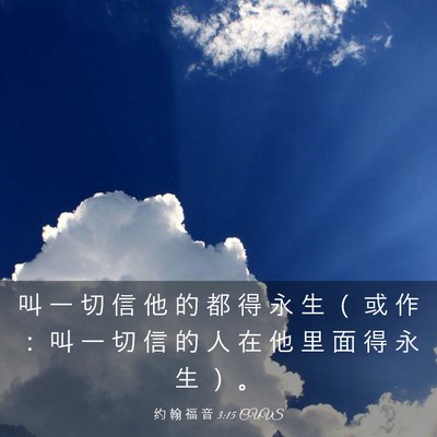 Picture 03 - 约 翰 福 音 3:15 CUVS - 叫 一 切 信 他 的 都 得 永 生 （ 或 - Bible Verse Picture