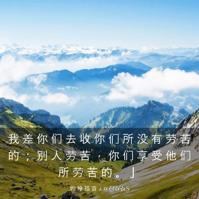 Picture 03 - 约 翰 福 音 4:38 CUVS - 我 差 你 们 去 收 你 们 所 没 有 劳 - Bible Verse Picture