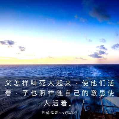 Picture 03 - 约 翰 福 音 5:21 CUVS - 父 怎 样 叫 死 人 起 来 ， 使 他 们 - Bible Verse Picture