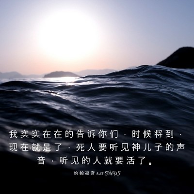 Picture 03 - 约 翰 福 音 5:25 CUVS - 我 实 实 在 在 的 告 诉 你 们 ， 时 - Bible Verse Picture