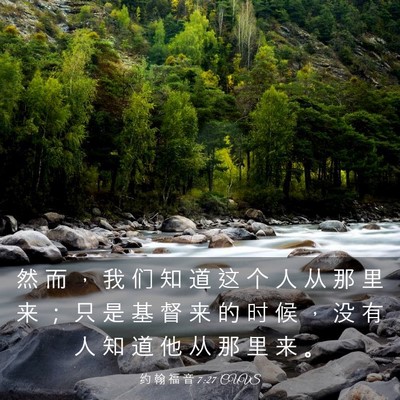 Picture 03 - 约 翰 福 音 7:27 CUVS - 然 而 ， 我 们 知 道 这 个 人 从 那 - Bible Verse Picture