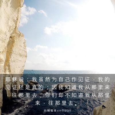 Picture 03 - 约 翰 福 音 8:14 CUVS - 耶 稣 说 ： 我 虽 然 为 自 己 作 见 - Bible Verse Picture