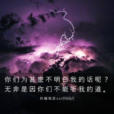 Picture 03 - 约 翰 福 音 8:43 CUVS - 你 们 为 甚 麽 不 明 白 我 的 话 呢 - Bible Verse Picture
