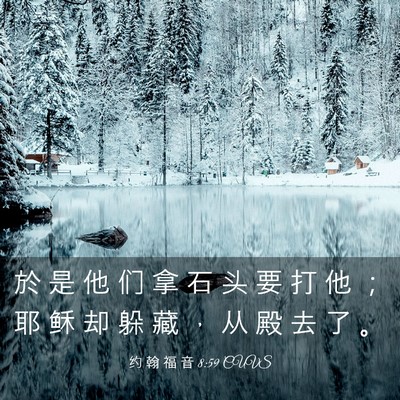 Picture 03 - 约 翰 福 音 8:59 CUVS - 於 是 他 们 拿 石 头 要 打 他 ； 耶 - Bible Verse Picture