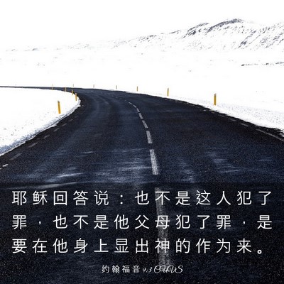 Picture 03 - 约 翰 福 音 9:3 CUVS - 耶 稣 回 答 说 ： 也 不 是 这 人 犯 - Bible Verse Picture