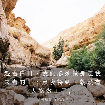 Picture 03 - 约 翰 福 音 9:4 CUVS - 趁 着 白 日 ， 我 们 必 须 做 那 差 - Bible Verse Picture