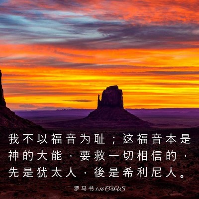 Picture 03 - 罗 马 书 1:16 CUVS - 我 不 以 福 音 为 耻 ； 这 福 音 本 - Bible Verse Picture