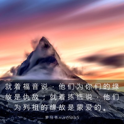 Picture 03 - 罗 马 书 11:28 CUVS - 就 着 福 音 说 ， 他 们 为 你 们 的 - Bible Verse Picture