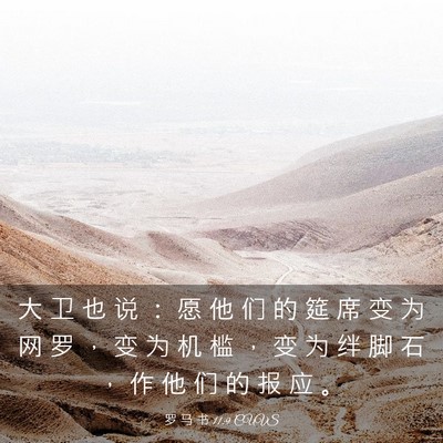 Picture 03 - 罗 马 书 11:9 CUVS - 大 卫 也 说 ： 愿 他 们 的 筵 席 变 - Bible Verse Picture