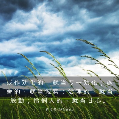 Picture 03 - 罗 马 书 12:8 CUVS - 或 作 劝 化 的 ， 就 当 专 一 劝 化 - Bible Verse Picture