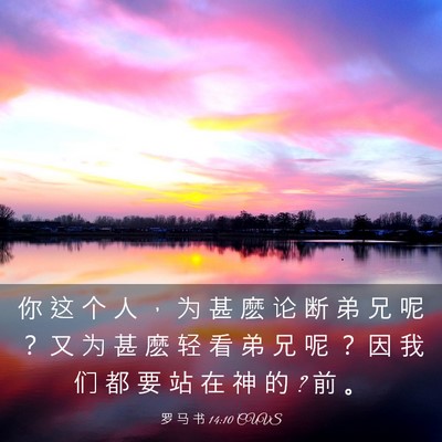 Picture 03 - 罗 马 书 14:10 CUVS - 你 这 个 人 ， 为 甚 麽 论 断 弟 兄 - Bible Verse Picture