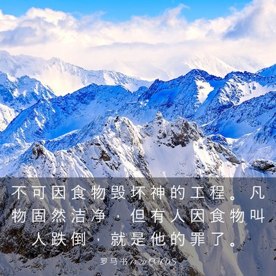 Picture 03 - 罗 马 书 14:20 CUVS - 不 可 因 食 物 毁 坏 神 的 工 程 。 - Bible Verse Picture