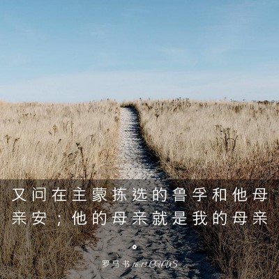 Picture 03 - 罗 马 书 16:13 CUVS - 又 问 在 主 蒙 拣 选 的 鲁 孚 和 他 - Bible Verse Picture
