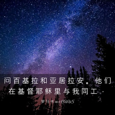 Picture 03 - 罗 马 书 16:3 CUVS - 问 百 基 拉 和 亚 居 拉 安 。 他 们 - Bible Verse Picture