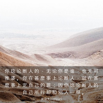 Picture 03 - 罗 马 书 2:1 CUVS - 你 这 论 断 人 的 ， 无 论 你 是 谁 - Bible Verse Picture