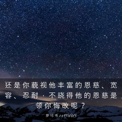 Picture 03 - 罗 马 书 2:4 CUVS - 还 是 你 藐 视 他 丰 富 的 恩 慈 、 - Bible Verse Picture