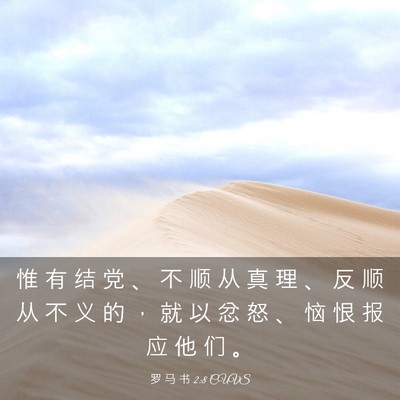 Picture 03 - 罗 马 书 2:8 CUVS - 惟 有 结 党 、 不 顺 从 真 理 、 反 - Bible Verse Picture