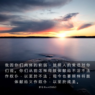 Picture 03 - 罗 马 书 6:19 CUVS - 我 因 你 们 肉 体 的 软 弱 ， 就 照 - Bible Verse Picture