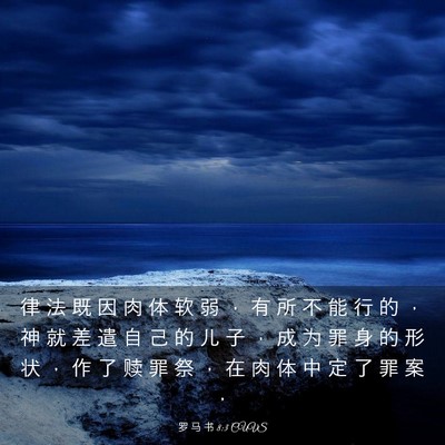 Picture 03 - 罗 马 书 8:3 CUVS - 律 法 既 因 肉 体 软 弱 ， 有 所 不 - Bible Verse Picture