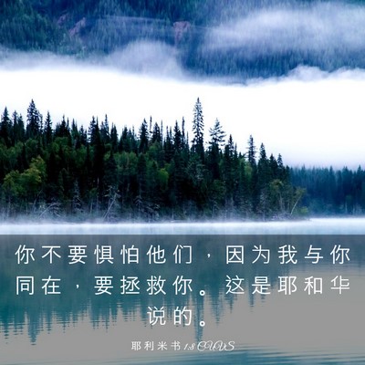 Picture 03 - 耶 利 米 书 1:8 CUVS - 你 不 要 惧 怕 他 们 ， 因 为 我 与 - Bible Verse Picture