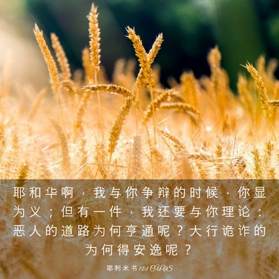 Picture 03 - 耶 利 米 书 12:1 CUVS - 耶 和 华 啊 ， 我 与 你 争 辩 的 时 - Bible Verse Picture