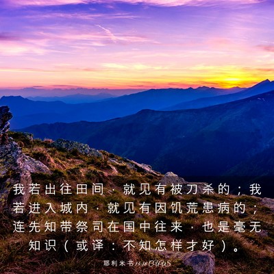 Picture 03 - 耶 利 米 书 14:18 CUVS - 我 若 出 往 田 间 ， 就 见 有 被 刀 - Bible Verse Picture