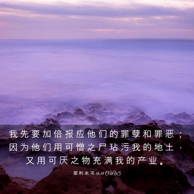 Picture 03 - 耶 利 米 书 16:18 CUVS - 我 先 要 加 倍 报 应 他 们 的 罪 孽 - Bible Verse Picture