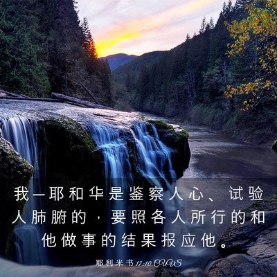 Picture 03 - 耶 利 米 书 17:10 CUVS - 我 ─ 耶 和 华 是 鉴 察 人 心 、 试 - Bible Verse Picture