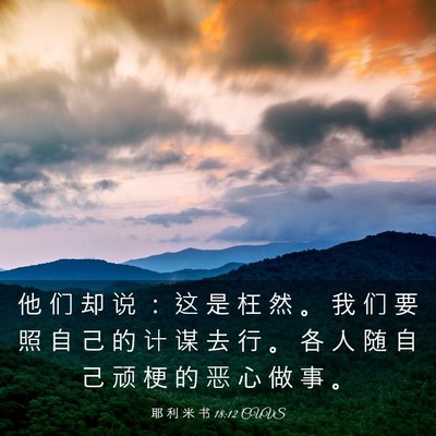Picture 03 - 耶 利 米 书 18:12 CUVS - 他 们 却 说 ： 这 是 枉 然 。 我 们 - Bible Verse Picture