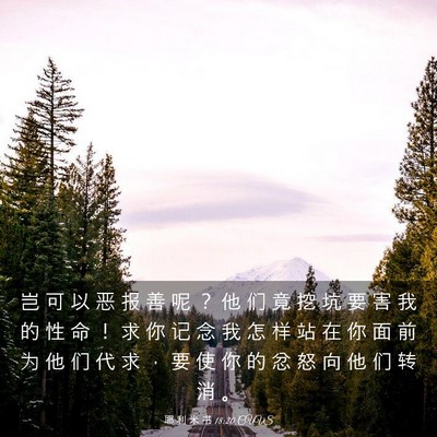 Picture 03 - 耶 利 米 书 18:20 CUVS - 岂 可 以 恶 报 善 呢 ？ 他 们 竟 挖 - Bible Verse Picture