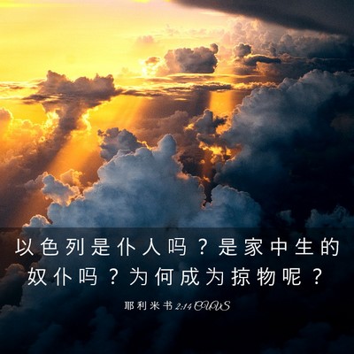 Picture 03 - 耶 利 米 书 2:14 CUVS - 以 色 列 是 仆 人 吗 ？ 是 家 中 生 - Bible Verse Picture