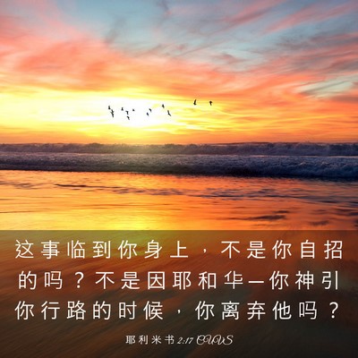 Picture 03 - 耶 利 米 书 2:17 CUVS - 这 事 临 到 你 身 上 ， 不 是 你 自 - Bible Verse Picture