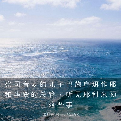 Picture 03 - 耶 利 米 书 20:1 CUVS - 祭 司 音 麦 的 儿 子 巴 施 户 珥 作 - Bible Verse Picture