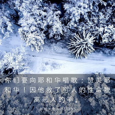 Picture 03 - 耶 利 米 书 20:13 CUVS - 你 们 要 向 耶 和 华 唱 歌 ； 赞 美 - Bible Verse Picture