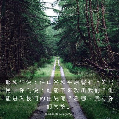 Picture 03 - 耶 利 米 书 21:13 CUVS - 耶 和 华 说 ： 住 山 谷 和 平 原 磐 - Bible Verse Picture