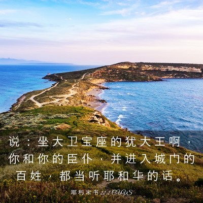 Picture 03 - 耶 利 米 书 22:2 CUVS - 说 ： 坐 大 卫 宝 座 的 犹 大 王 啊 - Bible Verse Picture
