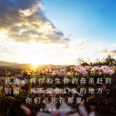 Picture 03 - 耶 利 米 书 22:26 CUVS - 我 也 必 将 你 和 生 你 的 母 亲 赶 - Bible Verse Picture