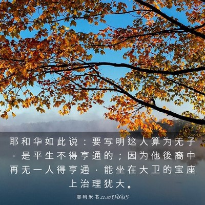 Picture 03 - 耶 利 米 书 22:30 CUVS - 耶 和 华 如 此 说 ： 要 写 明 这 人 - Bible Verse Picture