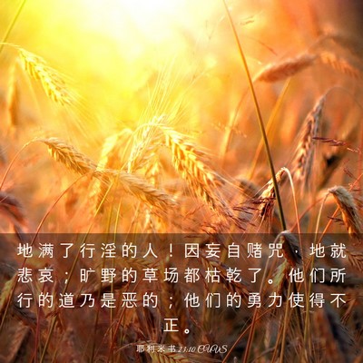 Picture 03 - 耶 利 米 书 23:10 CUVS - 地 满 了 行 淫 的 人 ！ 因 妄 自 赌 - Bible Verse Picture
